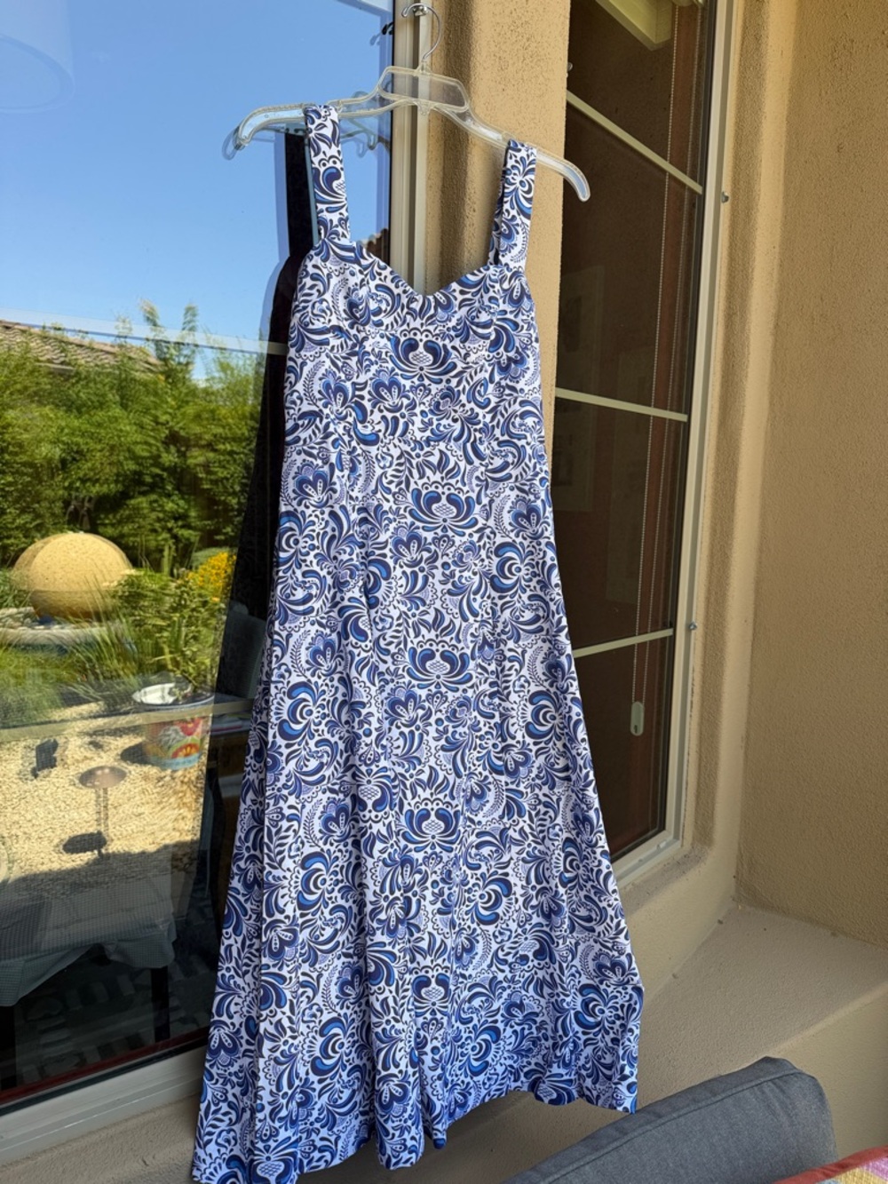 Hyacinth House Blue & White Sweetheart Midi Dress